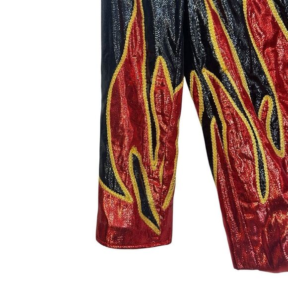 1980’s Custom Flame Fire Jacket  Rockabilly Glitter Blazer| Size 42 - Picture 6 of 10